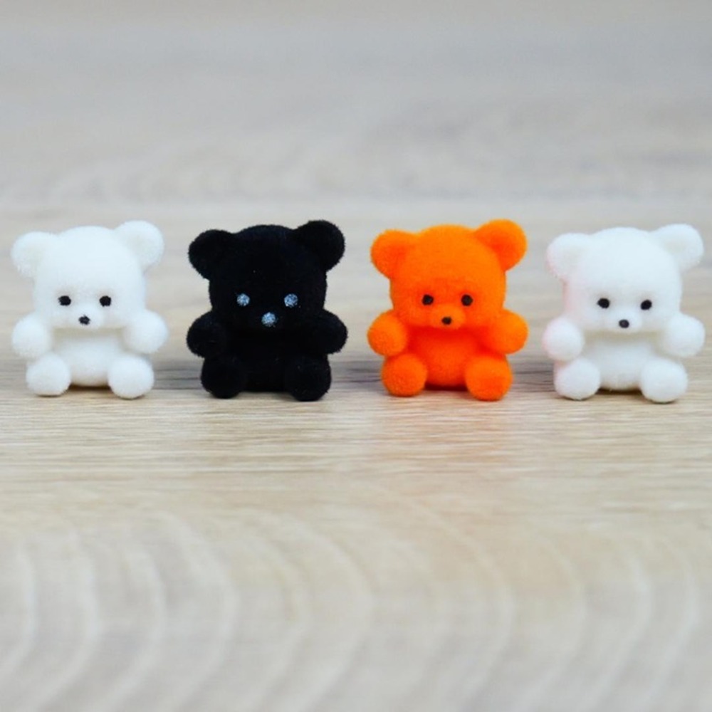 Miniature Flocked Teddy Bears -‎ 1" Cute Minis - Set of 4 - Halloween Crafts